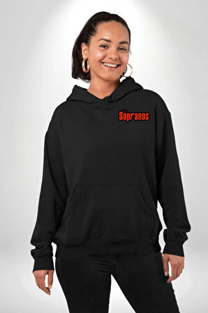 The Sopranos Tv Dizi Erkek Kadın Siyah Ön Sırt Baskılı Kapüşonlu Sweatshirt Hoodie
