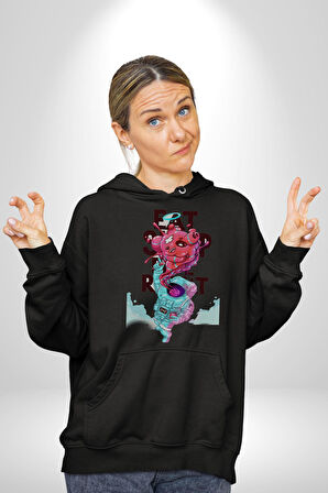 Space Party Astronaut Absürt Neon Renkli Uzay Erkek Kadın Siyah Dijital Baskılı Kapüşonlu Sweatshirt Hoodie