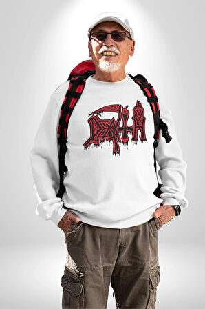 Death Metal Gotik ve Korku Temalı Tasarım Erkek Kadın Unisex Dijital Baskılı Beyaz Sweatshirt
