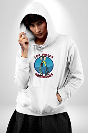 Breaking Bad - Walter White ve Jesse Pinkman Erkek Kadın Beyaz Dijital Baskılı Kapüşonlu Sweatshirt Hoodie