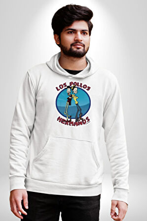 Breaking Bad - Walter White ve Jesse Pinkman Erkek Kadın Beyaz Dijital Baskılı Kapüşonlu Sweatshirt Hoodie