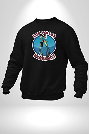 Breaking Bad - Walter White ve Jesse Pinkman Erkek Kadın Unisex Dijital Baskılı Siyah Sweatshirt