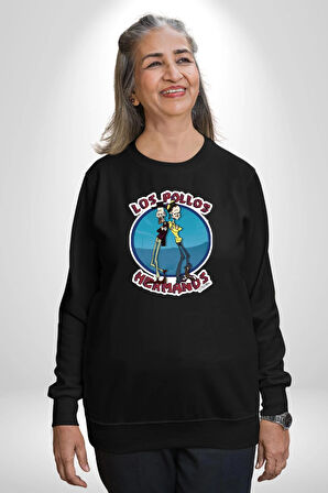 Breaking Bad - Walter White ve Jesse Pinkman Erkek Kadın Unisex Dijital Baskılı Siyah Sweatshirt