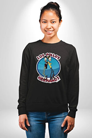 Breaking Bad - Walter White ve Jesse Pinkman Erkek Kadın Unisex Dijital Baskılı Siyah Sweatshirt