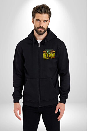Breaking Bad - Walter White ve Jesse Pinkman Erkek Kadın Siyah Fermuarlı Baskılı Hırka Sweatshirt