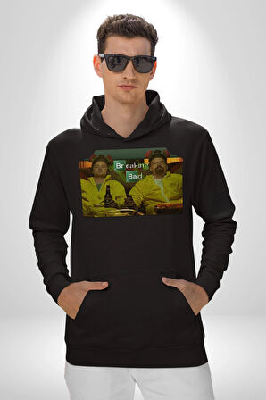 Breaking Bad - Walter White ve Jesse Pinkman Erkek Kadın Siyah Dijital Baskılı Kapüşonlu Sweatshirt Hoodie
