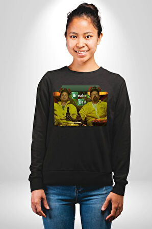 Breaking Bad - Walter White ve Jesse Pinkman Erkek Kadın Unisex Dijital Baskılı Siyah Sweatshirt