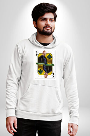 Walter White - Breaking Bad Maça Kralı Erkek Kadın Beyaz Dijital Baskılı Kapüşonlu Sweatshirt Hoodie