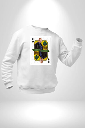Walter White - Breaking Bad Maça Kralı Erkek Kadın Unisex Dijital Baskılı Beyaz Sweatshirt