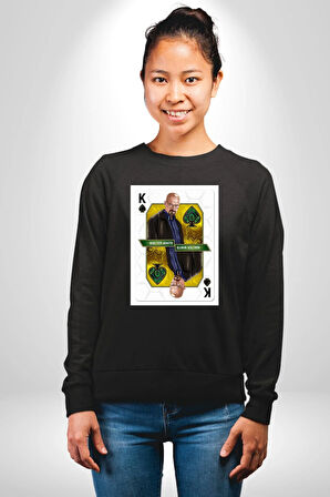 Walter White - Breaking Bad Maça Kralı Erkek Kadın Unisex Dijital Baskılı Siyah Sweatshirt