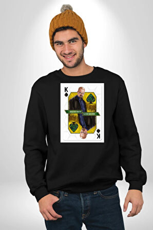 Walter White - Breaking Bad Maça Kralı Erkek Kadın Unisex Dijital Baskılı Siyah Sweatshirt