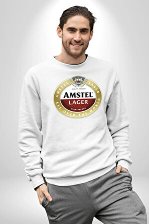 Amstel Lager - Dünya Çapında Kaliteli Bira Erkek Kadın Unisex Dijital Baskılı Beyaz Sweatshirt
