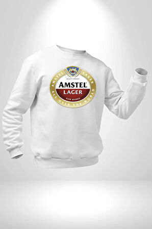 Amstel Lager - Dünya Çapında Kaliteli Bira Erkek Kadın Unisex Dijital Baskılı Beyaz Sweatshirt