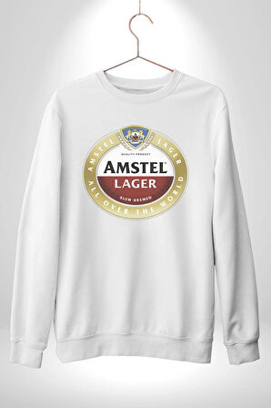 Amstel Lager - Dünya Çapında Kaliteli Bira Erkek Kadın Unisex Dijital Baskılı Beyaz Sweatshirt