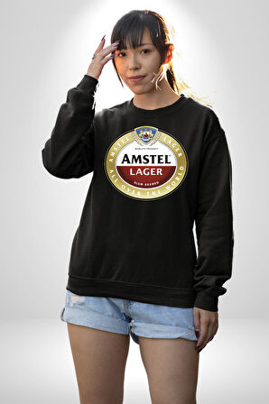 Amstel Lager - Dünya Çapında Kaliteli Bira Erkek Kadın Unisex Dijital Baskılı Siyah Sweatshirt