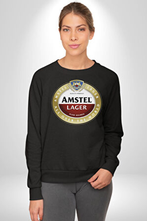 Amstel Lager - Dünya Çapında Kaliteli Bira Erkek Kadın Unisex Dijital Baskılı Siyah Sweatshirt