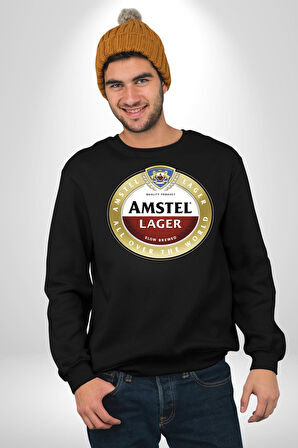 Amstel Lager - Dünya Çapında Kaliteli Bira Erkek Kadın Unisex Dijital Baskılı Siyah Sweatshirt