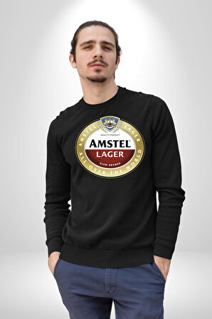 Amstel Lager - Dünya Çapında Kaliteli Bira Erkek Kadın Unisex Dijital Baskılı Siyah Sweatshirt