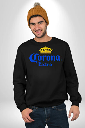 Corona Extra - İkonik Meksika Bira Markası Erkek Kadın Unisex Dijital Baskılı Siyah Sweatshirt
