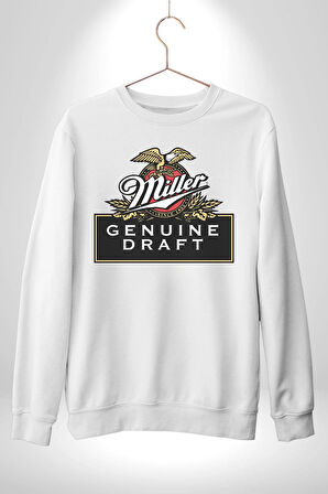 Miller Genuine Draft - Amerikan Bira Klasiği Erkek Kadın Unisex Dijital Baskılı Beyaz Sweatshirt