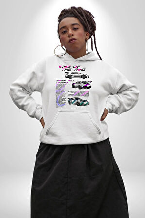Porsche GT3 Koleksiyon Tasarımı Erkek Kadın Beyaz Dijital Baskılı Kapüşonlu Sweatshirt Hoodie