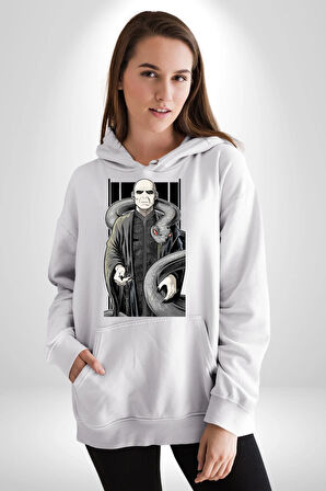 Dark Wizard Lord Harry Potter Karanıklar Lord Erkek Kadın Beyaz Dijital Baskılı Kapüşonlu Sweatshirt Hoodie