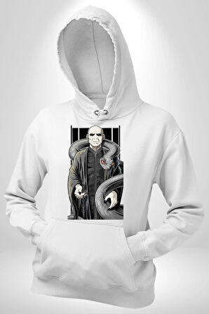 Dark Wizard Lord Harry Potter Karanıklar Lord Erkek Kadın Beyaz Dijital Baskılı Kapüşonlu Sweatshirt Hoodie