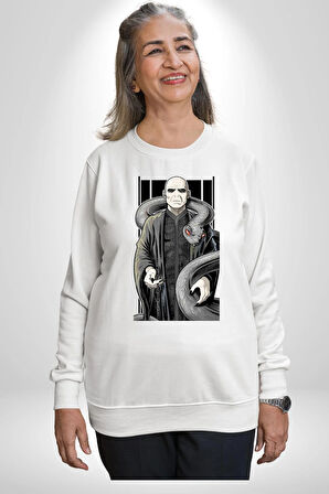 Dark Wizard Lord Harry Potter Karanıklar Lord Erkek Kadın Unisex Dijital Baskılı Beyaz Sweatshirt