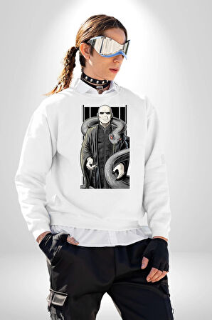 Dark Wizard Lord Harry Potter Karanıklar Lord Erkek Kadın Unisex Dijital Baskılı Beyaz Sweatshirt