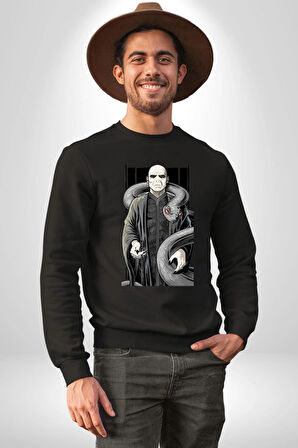 Dark Wizard Lord Harry Potter Karanıklar Lord Erkek Kadın Unisex Dijital Baskılı Siyah Sweatshirt