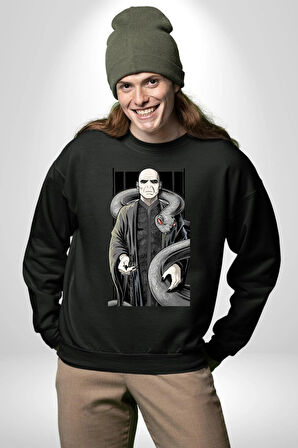 Dark Wizard Lord Harry Potter Karanıklar Lord Erkek Kadın Unisex Dijital Baskılı Siyah Sweatshirt