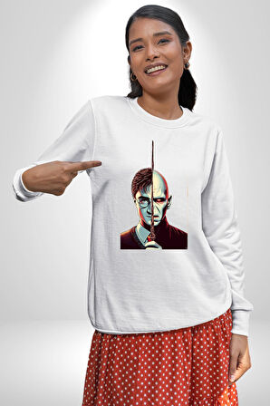 Karanlıklar Lordu Asa Harry Potter Benzerliği Erkek Kadın Unisex Dijital Baskılı Beyaz Sweatshirt