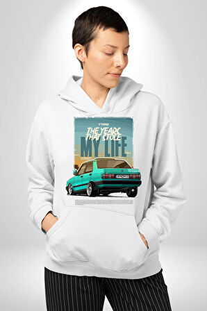 Hatıraları Canlandıran Tofaş Efsanesi! Erkek Kadın Beyaz Dijital Baskılı Kapüşonlu Sweatshirt Hoodie