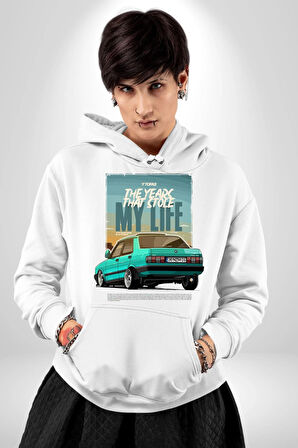 Hatıraları Canlandıran Tofaş Efsanesi! Erkek Kadın Beyaz Dijital Baskılı Kapüşonlu Sweatshirt Hoodie