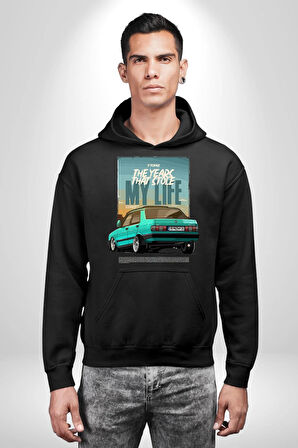 Hatıraları Canlandıran Tofaş Efsanesi! Erkek Kadın Siyah Dijital Baskılı Kapüşonlu Sweatshirt Hoodie
