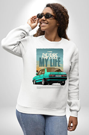 Hatıraları Canlandıran Tofaş Efsanesi! Erkek Kadın Unisex Dijital Baskılı Beyaz Sweatshirt