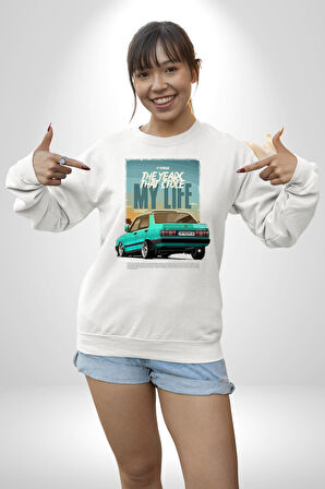 Hatıraları Canlandıran Tofaş Efsanesi! Erkek Kadın Unisex Dijital Baskılı Beyaz Sweatshirt