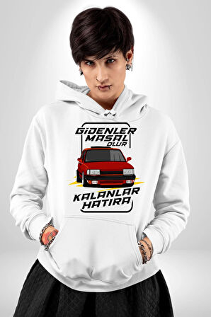 Gidenler Masal Kalanlar Efsane: Tofaş Aşkı! Erkek Kadın Beyaz Dijital Baskılı Kapüşonlu Sweatshirt Hoodie