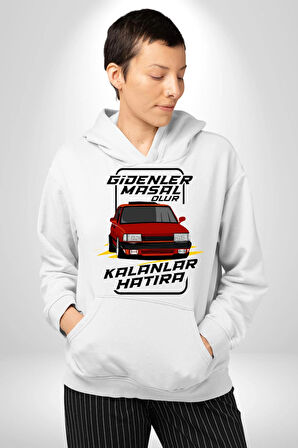 Gidenler Masal Kalanlar Efsane: Tofaş Aşkı! Erkek Kadın Beyaz Dijital Baskılı Kapüşonlu Sweatshirt Hoodie