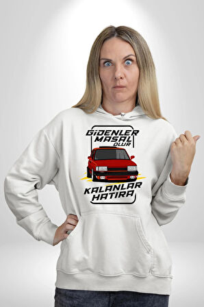 Gidenler Masal Kalanlar Efsane: Tofaş Aşkı! Erkek Kadın Beyaz Dijital Baskılı Kapüşonlu Sweatshirt Hoodie