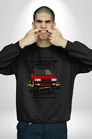 Gidenler Masal Kalanlar Efsane: Tofaş Aşkı! Erkek Kadın Unisex Dijital Baskılı Siyah Sweatshirt