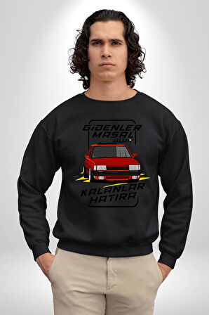 Gidenler Masal Kalanlar Efsane: Tofaş Aşkı! Erkek Kadın Unisex Dijital Baskılı Siyah Sweatshirt