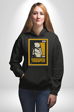Stormtrooper Gücüyle Güç Seninle Olsun Erkek Kadın Siyah Dijital Baskılı Kapüşonlu Sweatshirt Hoodie