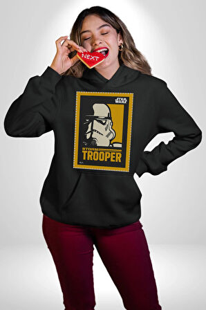 Stormtrooper Gücüyle Güç Seninle Olsun Erkek Kadın Siyah Dijital Baskılı Kapüşonlu Sweatshirt Hoodie