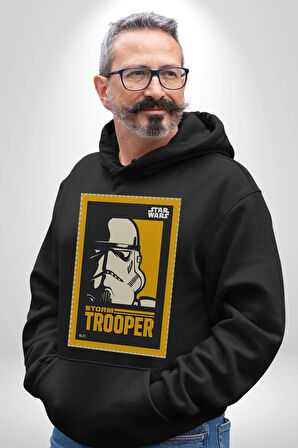 Stormtrooper Gücüyle Güç Seninle Olsun Erkek Kadın Siyah Dijital Baskılı Kapüşonlu Sweatshirt Hoodie