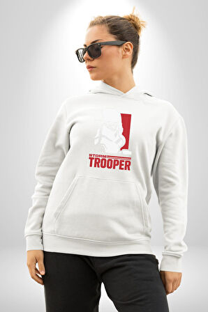 Stormtrooper Stiliyle Güç Seninle Olsun! Erkek Kadın Beyaz Dijital Baskılı Kapüşonlu Sweatshirt Hoodie