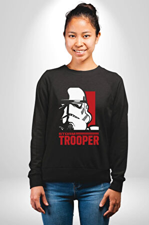 Stormtrooper Stiliyle Güç Seninle Olsun! Erkek Kadın Unisex Dijital Baskılı Siyah Sweatshirt