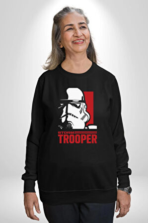 Stormtrooper Stiliyle Güç Seninle Olsun! Erkek Kadın Unisex Dijital Baskılı Siyah Sweatshirt