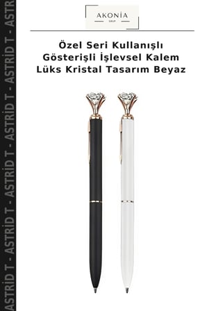 Özel Seri Kullanışlı Gösterişli İşlevsel Kalem Lüks Kristal Tasarım Beyaz