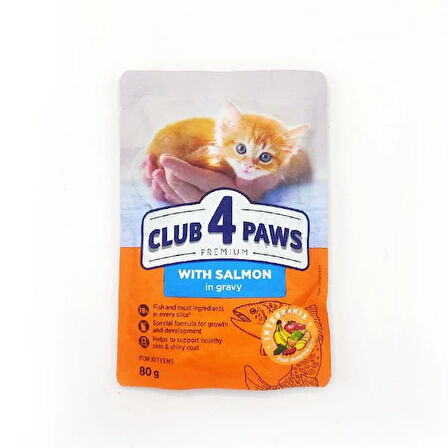 Club4Paws Premium Somonlu Konserve Yavru Kedi Maması 80 Gr